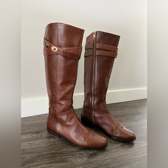 Coach Linette Brown Calf Leather Boots - Picture 3 of 10